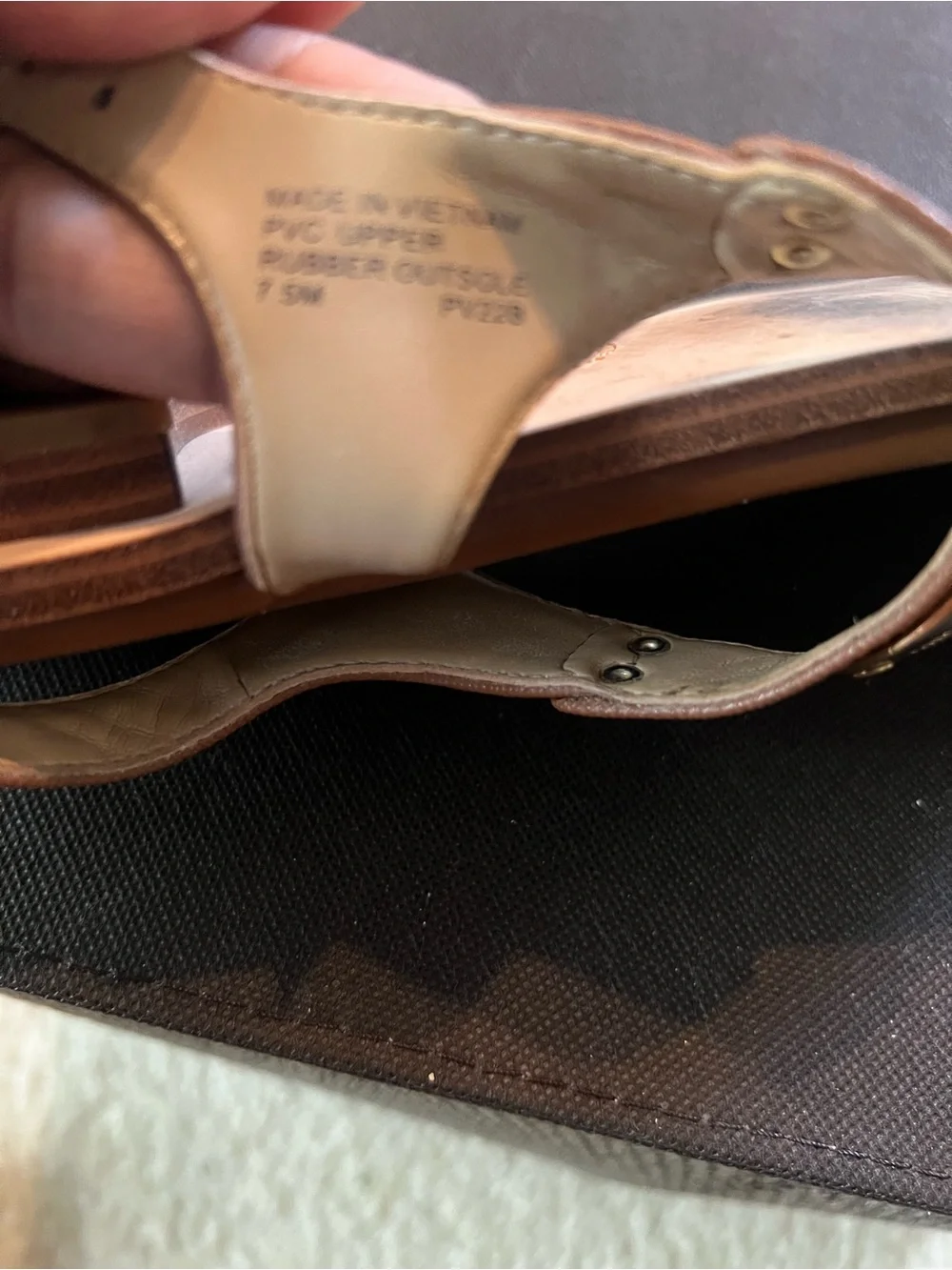Michael Kors Brown Leather T-Strap Sandals with Gold Logo Plaque